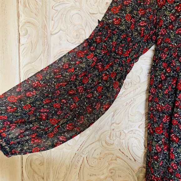 Max Studio Flower Bohemian Boho Long Sleeve Dress - Picture 4 of 4